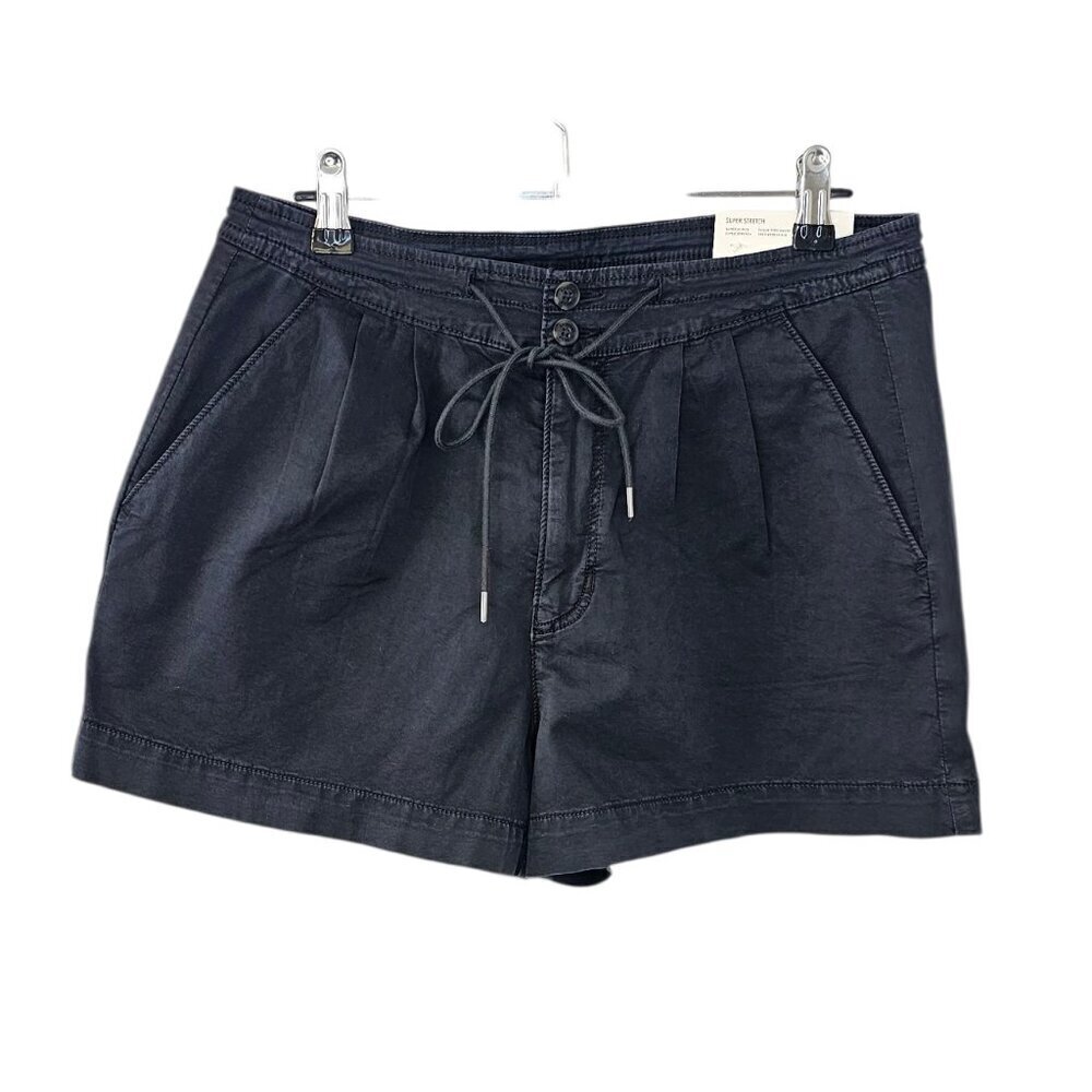 American Eagle Super Hi-Rise Shorts, Black, Cotton Lyocell, Tie Waist, Pleat, 6